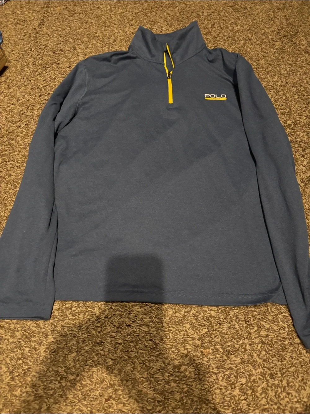 Polo by Ralph Lauren Navy Quarter-Zip Pullover with Yellow Accents